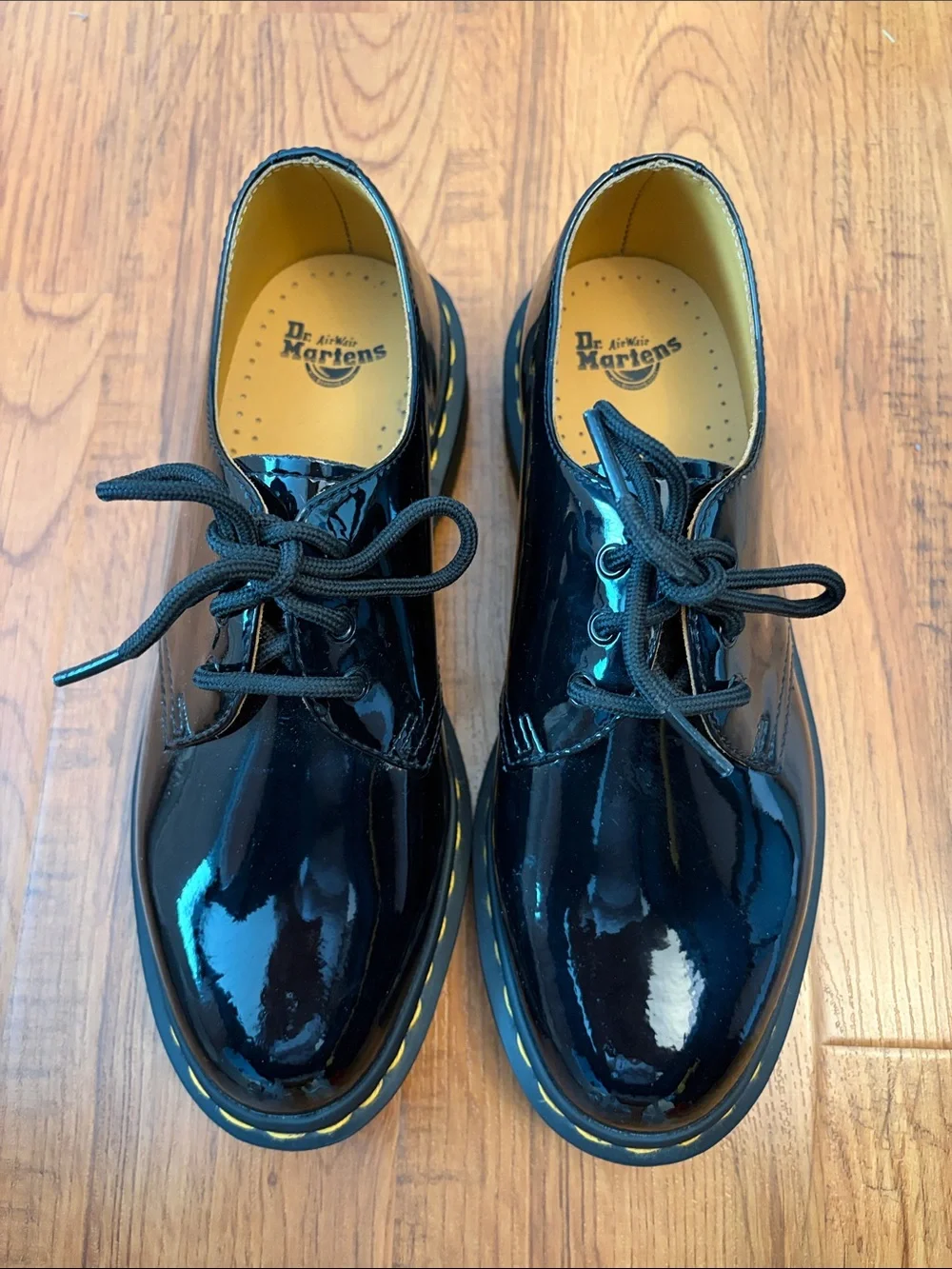 Dr. Martens Ladies Oxfords Black Patent Leather Shoes, size 8